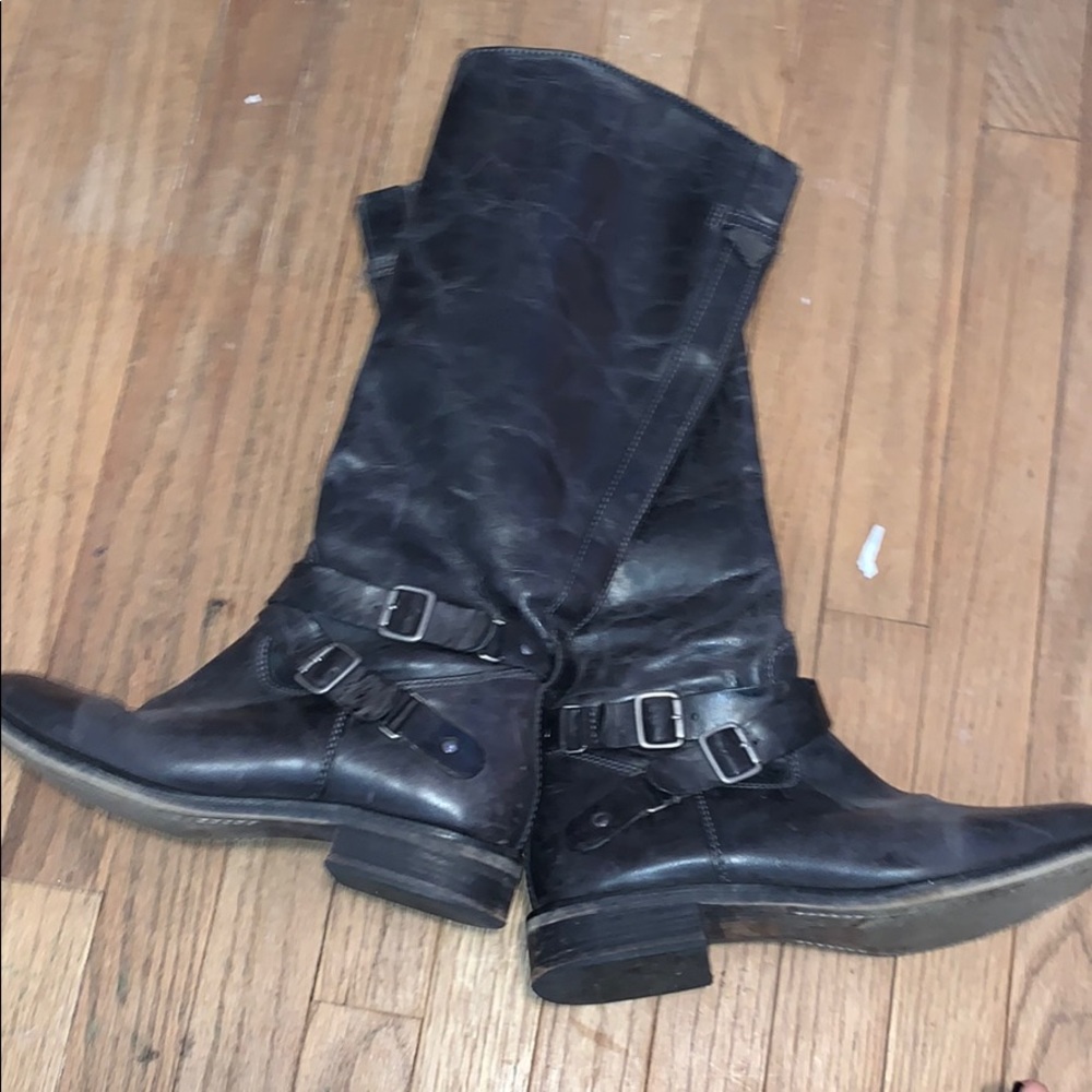 Black Metallic Riding Boots
